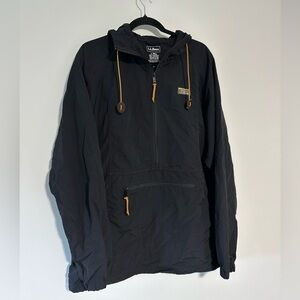L.L. Bean Men's Mountain Classic Anorak Large Tall Windbreaker Jacket Black